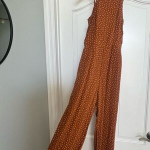 Abercrombie & Fitch Brown and White Polka Dot Jumpsuit
